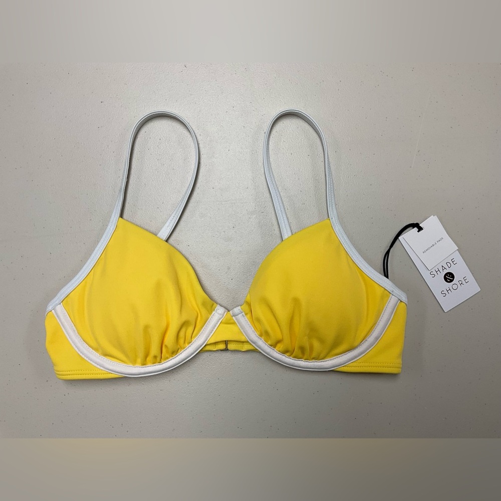 Yellow and White Women's Bikini Top